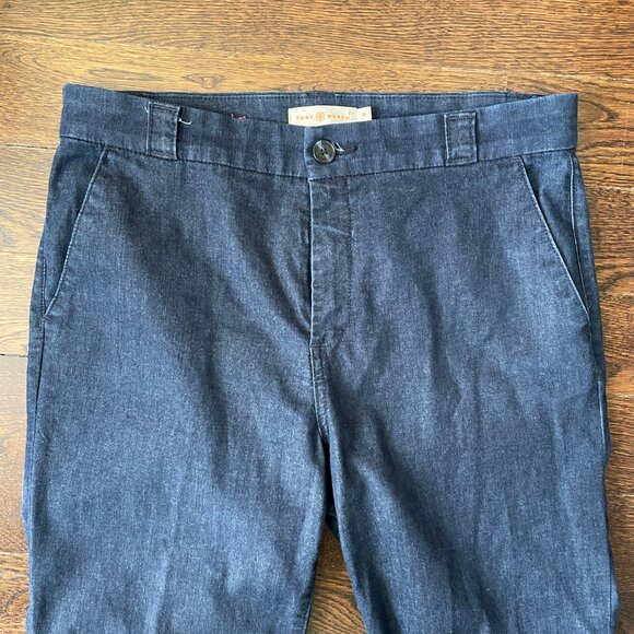 Tory Burch Dark Denim Etta Cuffed Jeans PantsTrousers-Size 28 - Picture 3 of 14